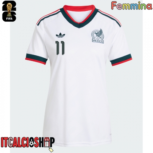 Messico Santiago Gimenez #11 Seconda Maglia Femmina Mondiali 2026 Manica Corta